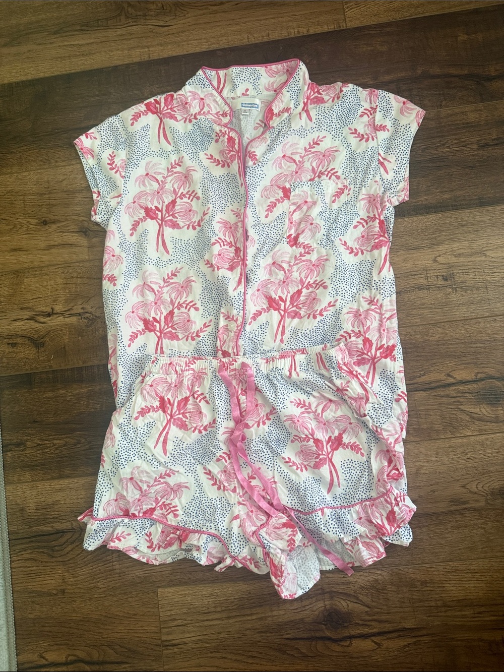 Danika Hedrick small Pink Floral White Short-Sleeve Pajama set
